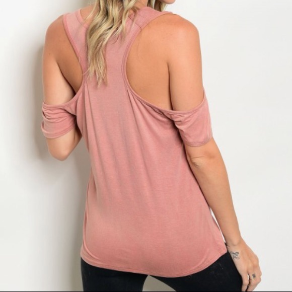 Muave Racerback Cold Shoulder Top - Picture 2 of 7